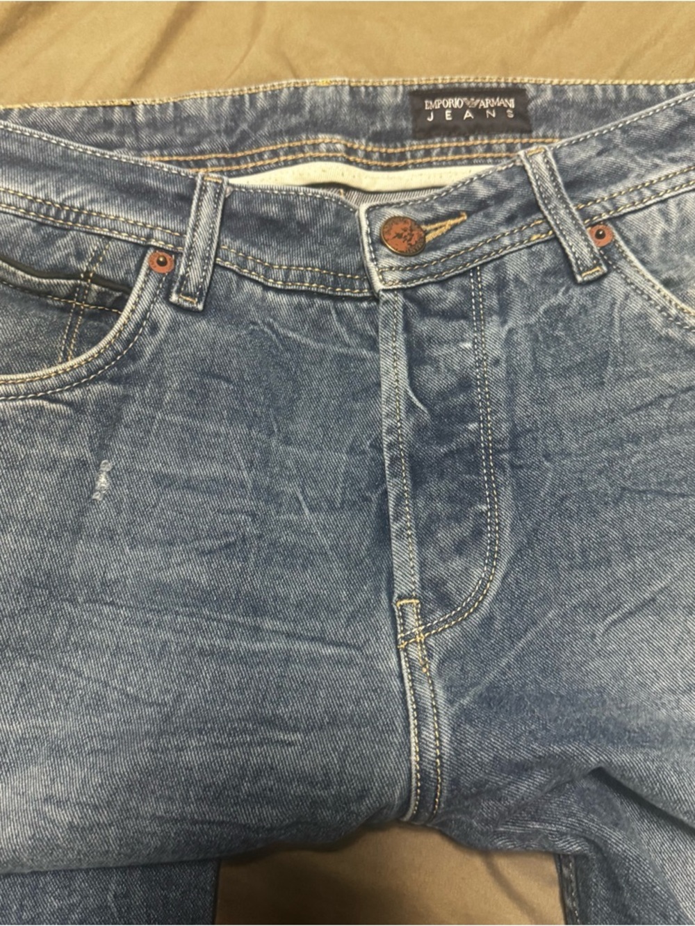 Emporio Armani Men’s Light Blue Slim Straight Jeans
